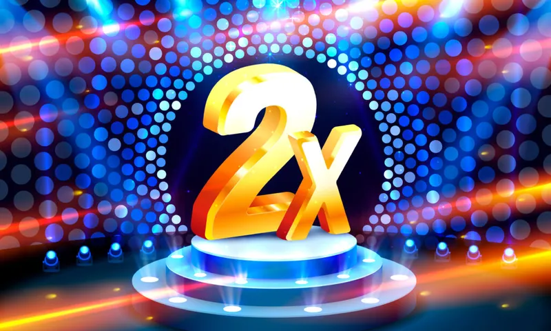 Número 2x dourado sobre pedestal iluminado, símbolo das estratégias de double ou nada