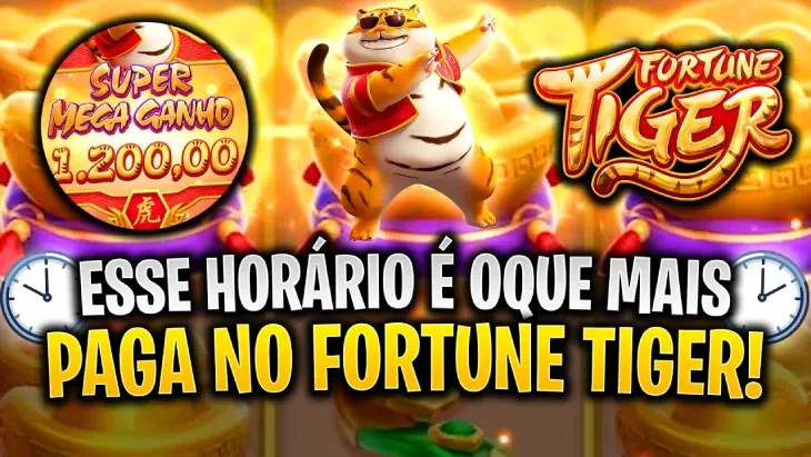 Super mega ganho de 1.200,00 e o texto “Esse horário é o que mais paga”, sobre qual melhor horário para jogar Fortune Tiger