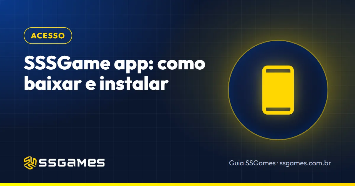 sssgame app: capa do guia do SSGames com um celular, sobre como instalar o app