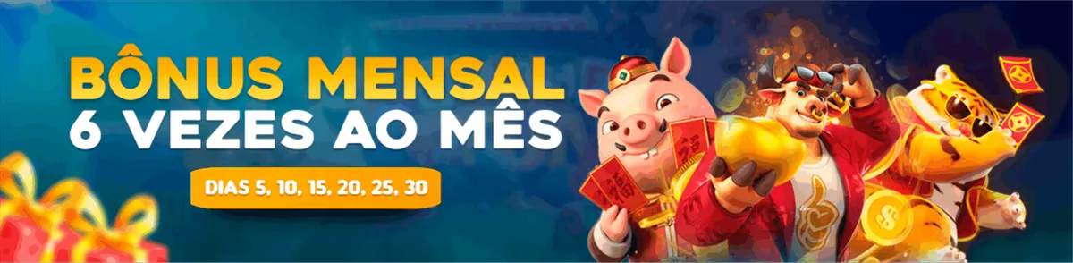 SSSGame bônus mensal 6 vezes ao mês, nos dias 5, 10, 15, 20, 25 e 30, com porco, boi e tigre dos slots