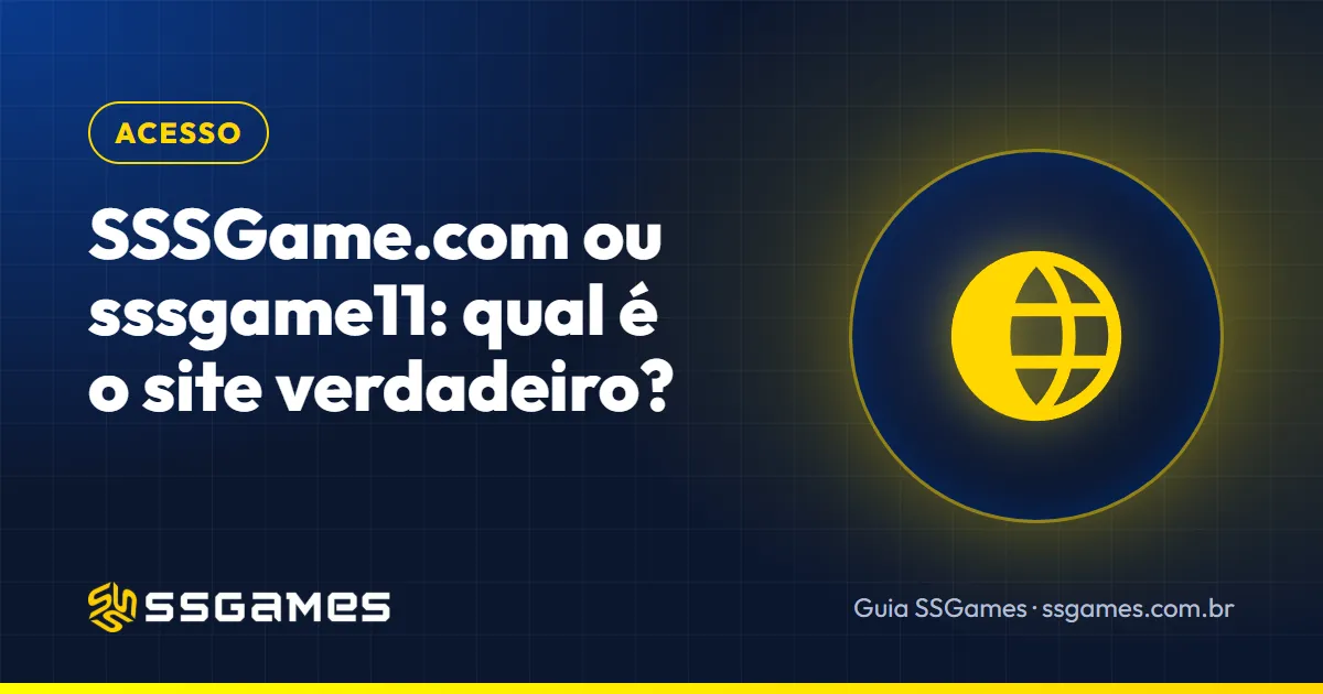 sssgame.com: capa do guia do SSGames com um globo, sobre como conferir o endereço oficial