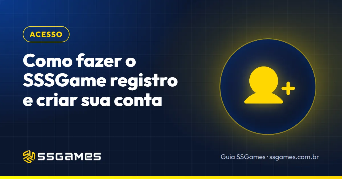 sssgame registro: capa do guia do SSGames com um novo usuário, sobre como criar a conta